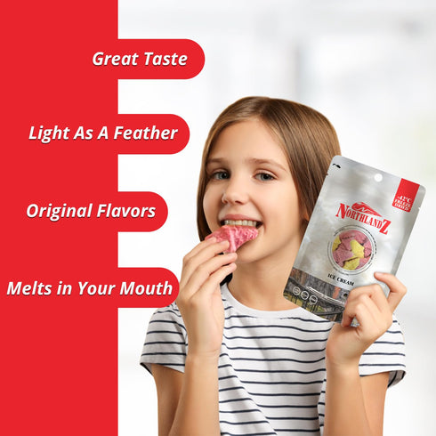 1oz (30g) Pack 10 NORTHLANDZ Freeze Dried ICE CREAM | Creamy & Crunchy Treat | Mango, Strawberry, and Vanilla Flavors |