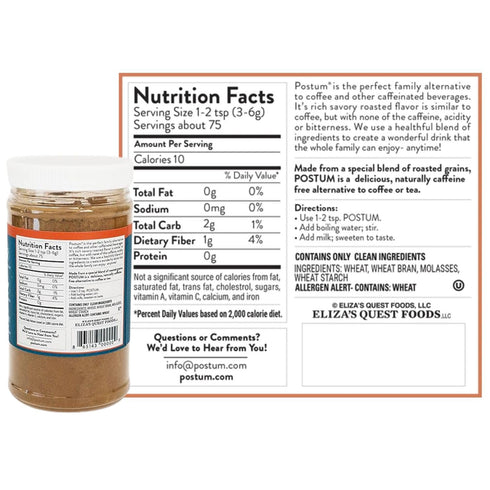 (3x8oz) Postum Coffee Substitute Original | Coffee Alternative Caffeine Free with Roasted Wheat Bran & Molasses |