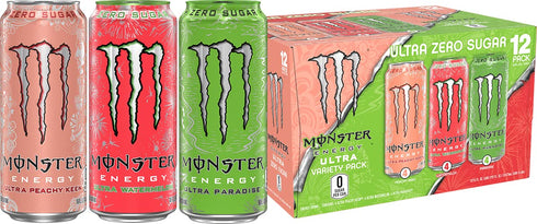 Monster Ultra Variety Pack, Ultra Watermelon + Ultra Paradise + Ultra Peachy
