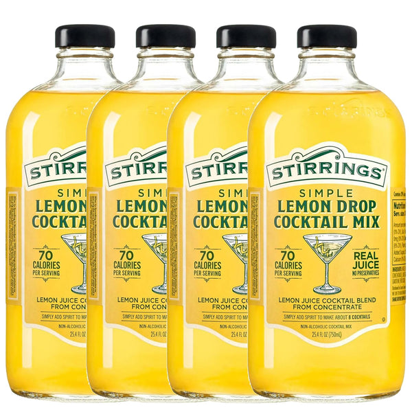 Stirrings 4 Pack Lemon Drop Cocktail Mix 750ml Bottles - Real Juice