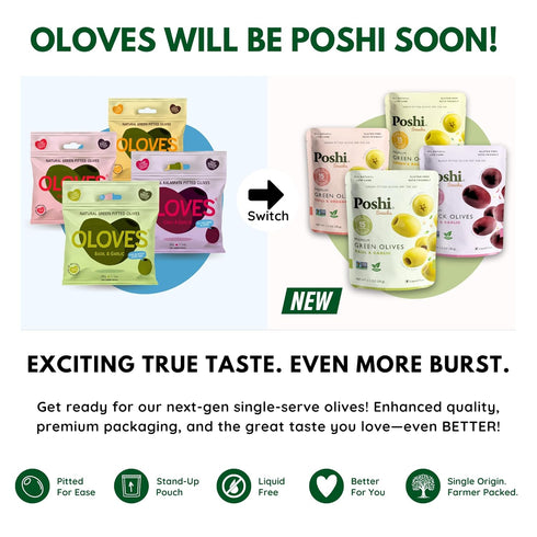 4 4 (24 Pack) Poshi Olives + Veggies | Whole Pitted Olives Flavor Variety | Poshi Flavor Variety | Vegan, Kosher