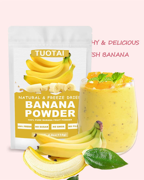 TUOTAI Powder,4 Nature Banana Fruit Ounces,Freeze Dried Banana Powder for Cake, Drinks and Baking Food