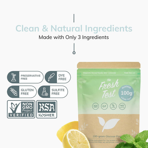 100-gram The Fresh Test, Powder Drink Mix | Additive-Free, Non-GMO, Organic Ingredients | Mint Lemonade