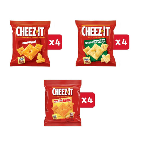 Pack, 12.1oz (12 Packs) Cheez-It Cheese Crackers, Baked Snack Crackers, Lunch Snacks, Variety Box
