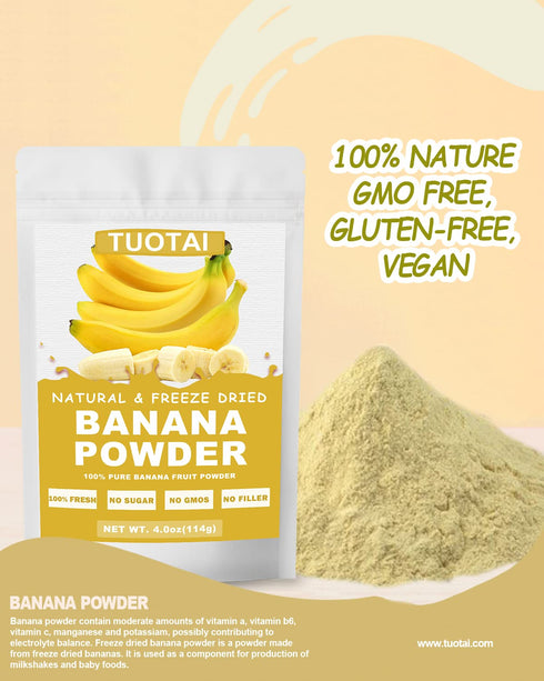 TUOTAI Powder,4 Nature Banana Fruit Ounces,Freeze Dried Banana Powder for Cake, Drinks and Baking Food