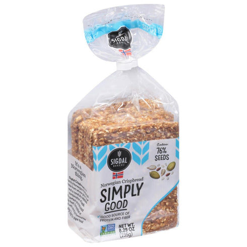 76% 8.29 oz (235g) (Pack 2) Sigdal Bakeri Simply Good Norwegian Crispbread | Good Source of Protein & Fiber | Non GMO |