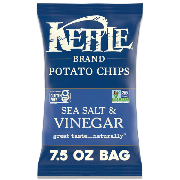 Kettle Brand Sea Salt and Vinegar Kettle Potato Chips, Gluten-Free, Non-GMO, 7.5