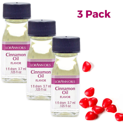 LorAnn Cinnamon Oil SS Flavor, 1 Dram Bottle, 3 Pack, Includes Recipe