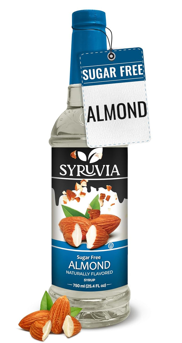 Syruvia Sugar Free Coffee Syrup, Almond Flavored Syrup for Drinks, Lattes, and