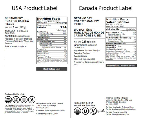 8 Food to Live Organic Dry Roasted Cashew Pieces, Ounces Unsalted, Non-GMO, Vegan-Friendly, Perfect Snack for Anytime!