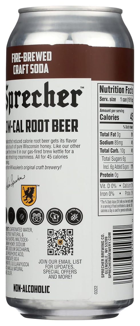 Sprecher 16 (Pack 12) Low-Cal Root Beer Soda, Kosher, Gluten Free, Fluid Ounce