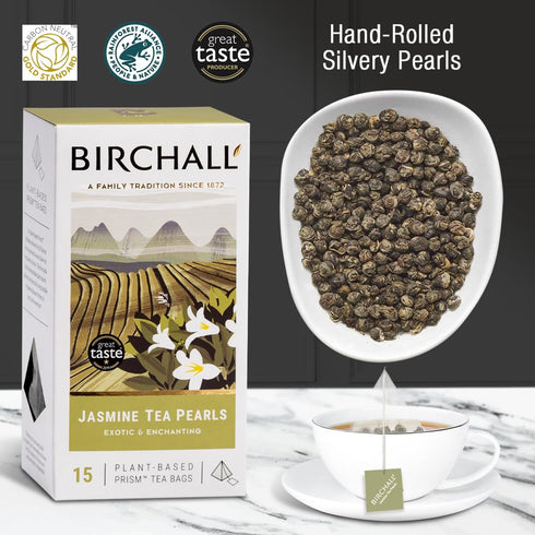 Birchall 15 - Jasmine Tea Pearls Plant-Based Prism Tea Bags