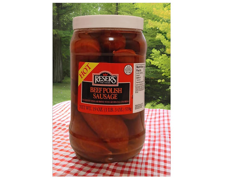 Reser's 19 OZ. Hot Pickled Beef Polish Sausage Quart Jar