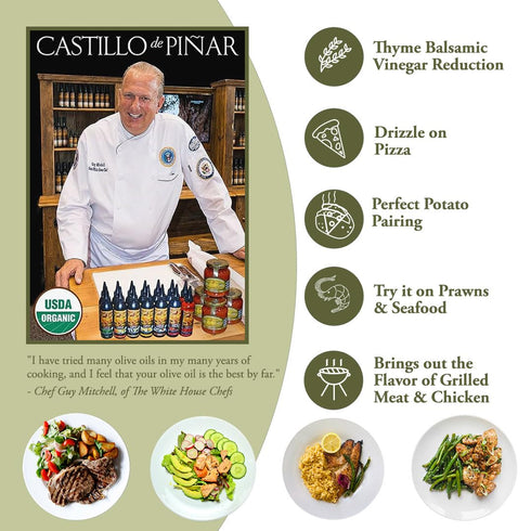 Froggit Castillo de Pinar Thyme Balsamic Vinegar Reduction 150ml, Non GMO, No Sugar Added