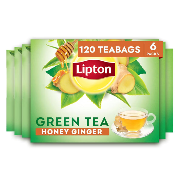 Lipton Honey Ginger Green Tea Bags, Flavored, Unsweetened Teabags for Hot Tea