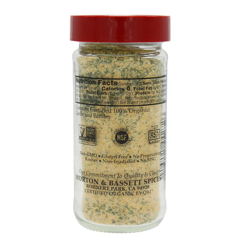 Bassett 100% 2.6 oz Morton & Organic Granulated Garlic with Parsley | Savory Blend for Seasoning & Cooking | Gluten