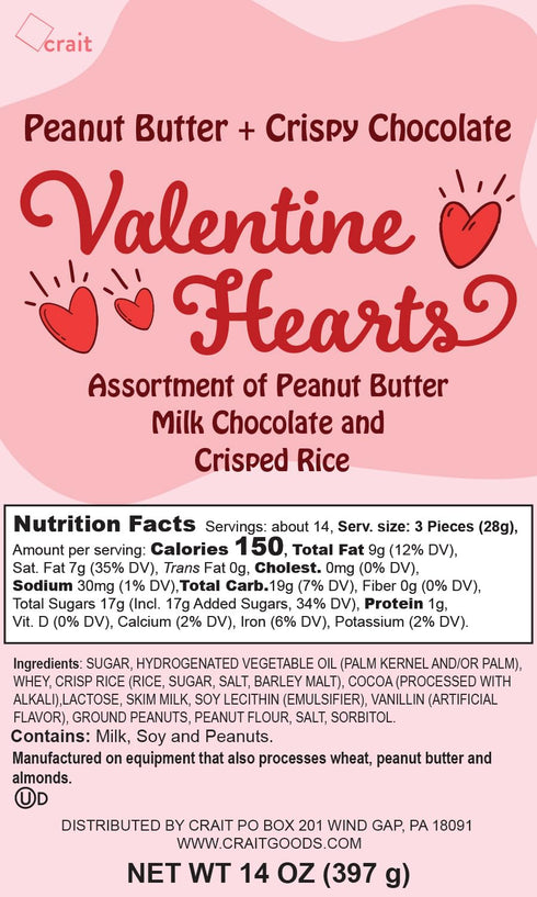 14 38 Chocolate Heart Candy, Individually Wrapped Milk Chocolate Peanut Butter Hearts and Crisp Chocolates, Wedding