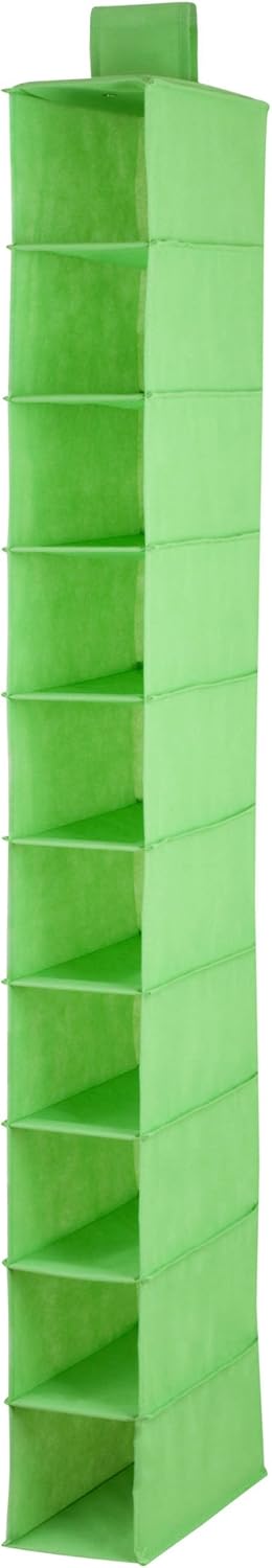 10-Shelf Honey-Can-Do Non-Woven Hanging Shoe and Accessory Organizer, Lime Green