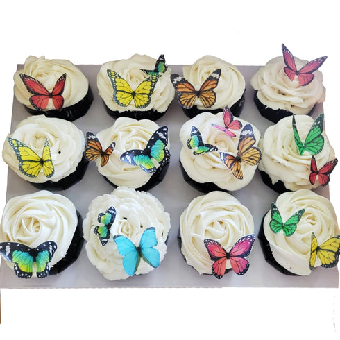 34pcs Pre-Cut Edible Butterflies Wafer Paper for Easter Wedding Cake Cupcake