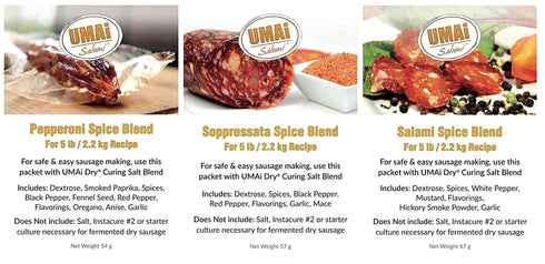 UMAi Dry Sausage Spice Bundle - Includes Pepperoni, Salami, and Soppressata