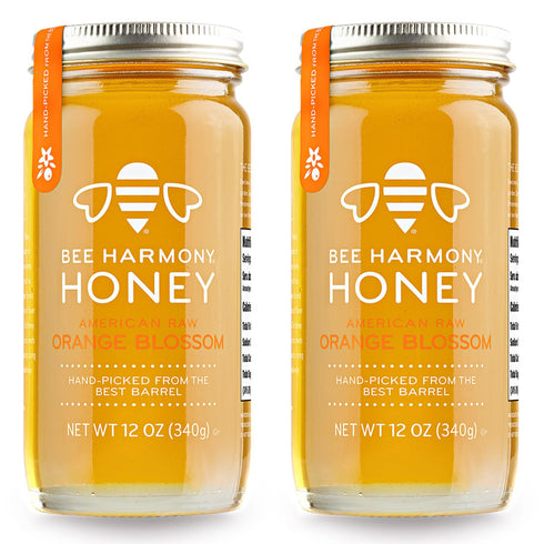 Bee Harmony Orange Blossom Raw Honey, 12 OZ (Pack of 2), from