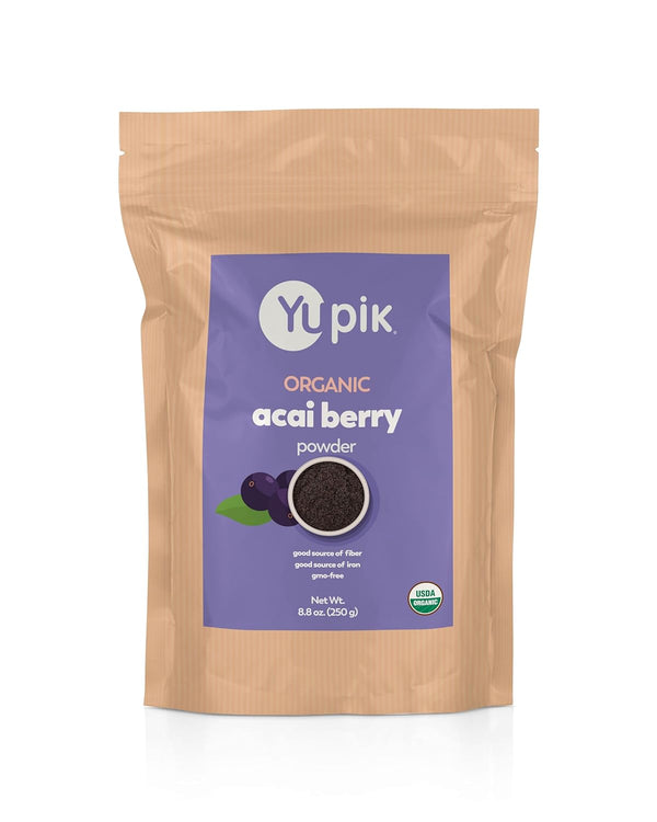 Yupik Organic Acai Berry Powder 8.8 oz, USDA Certified, Non-GMO, Vegan, Raw,