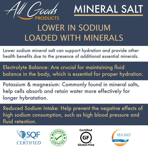 16 oz, 100% 30% All Goods Sea Salt - Fine Grain, Natural, Hand-Harvested, Rich in Essential Minerals, Less Sodium