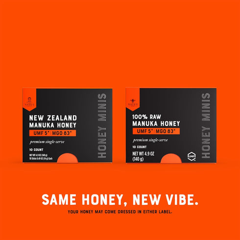 10 count 83+ 5+ 10 Packets Nate's Manuka Honey Minis - Single-serve, Pure Manuka Honey - MGO | UMF Certified