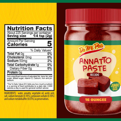 16 Oz, 3-Pack De Mi Pais Pasta Recado, Jumbo Size Annato Paste, for Authentic Achiote Seasoning, Perfect for Tacos