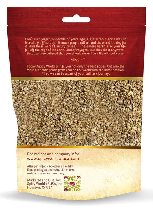 Ajwain Seeds (Carom Seeds) 3.5 oz, Resealable Bag by Spicy World