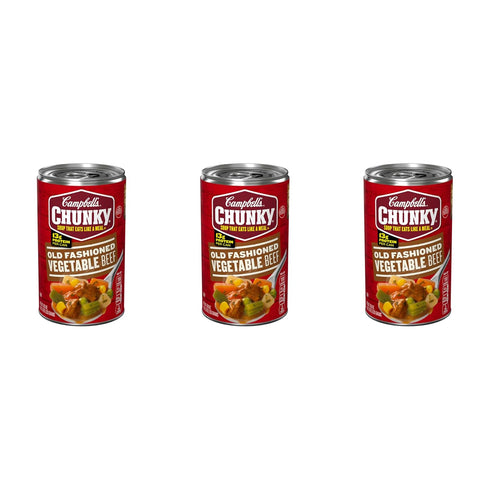 Campbells Chunky Soup, Old Fashioned Vegetable Beef Soup, 18.8 Oz Can (Pack