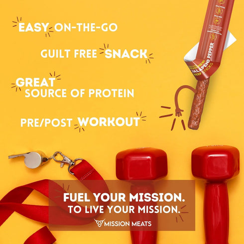 100% 30 1oz (24ct) Mission Meats Beef Sticks Grass Fed & Pasture Raised, Sugar Free, Individually Wrapped Healthy