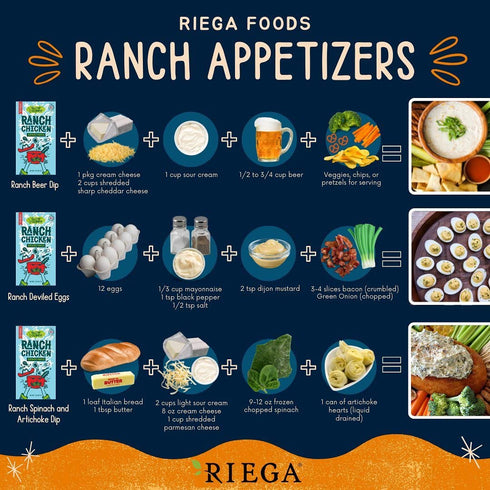1 oz Packets, 8 Count Riega Ranch Chicken Seasoning Blend, Dry Spice Mix for Slow Cooker