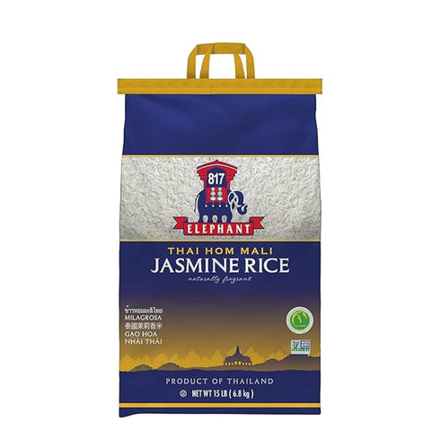 817 Elephant Thai Hom Mali Jasmine Rice - 15 lb Bag - Authentic White