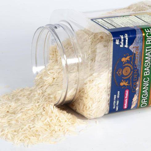 32 oz (2LB) Golden Crown Basmati Rice - Jar | Long Grain White Rice | Amazing Taste, Healthy Meals & Natural Aromatic