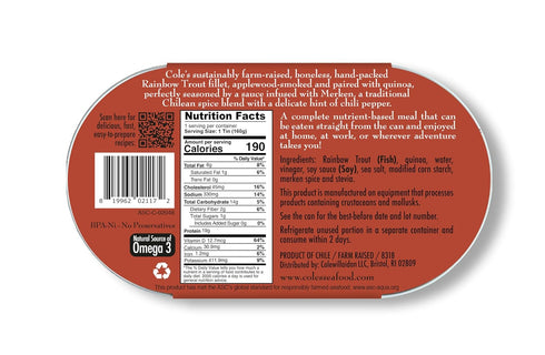 5.6 oz Hand-Packed 19g 1 COLES - Smoked Rainbow Trout Fillet with Quinoa | Open & Ready to Eat Meal | Canned & |