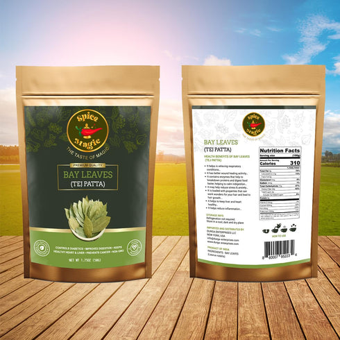 Spice Magic Herbs & Spices ~ 100% Pure, Aromatic & Natural I Gluten-Free I Non-GMO I Indian Origin (1.75oz (50g), Bay Leaves Whole)