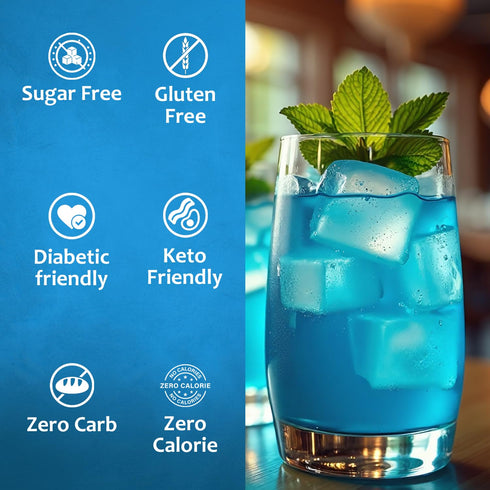 25.4 oz Syruvia Sugar-Free Blue Raspberry Syrup, Flavored Syrup for Drinks, Cocktails, Lemonades, Iced Teas