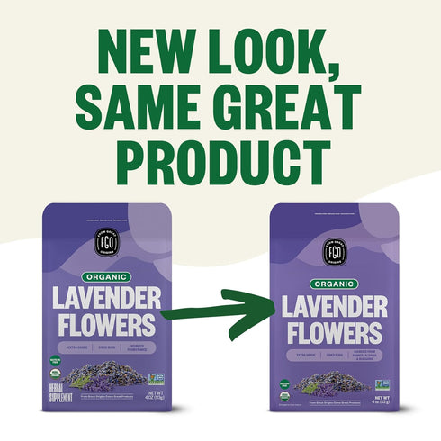4oz, Packaging (Pack 1) FGO Organic Dried Lavender Flowers, Extra Grade Dried Buds, Imported From France for Culinary