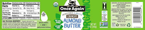 12 oz Once Again Nut Butter Almond Crunchy Organic