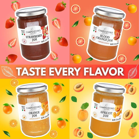 100% 12 oz (340g) Campo D'Oro Sicilian Apricot Jam Italian Marmalade Real Fruit No Additives Apricot Preserve Made from