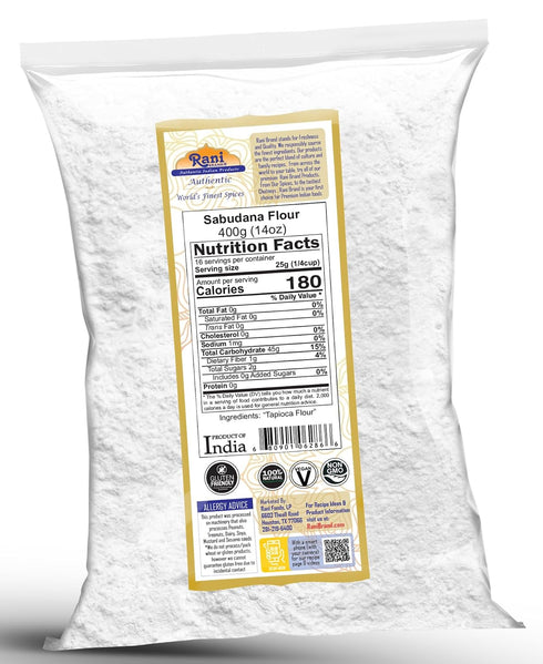 14oz (400g) Rani Sabudana Flour (Tapioca/Sago Flour) ~ All Natural | Vegan | Gluten Friendly | NON-GMO | Kosher |