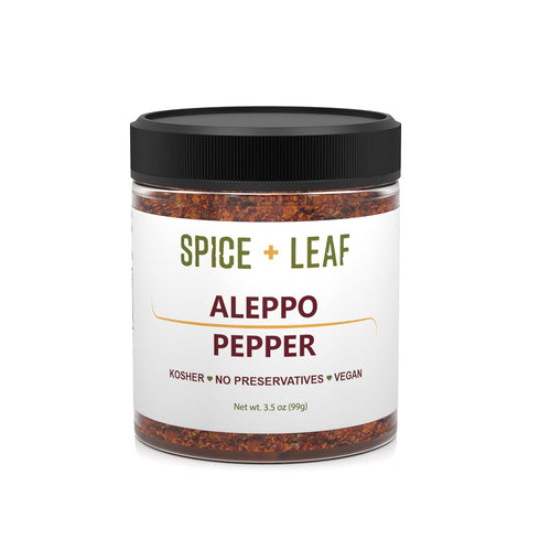 Premium Aleppo Pepper by SPICE + LEAF - Vegan Kosher Red Middle Eastern Mild Pepper Flakes, 3.5 oz