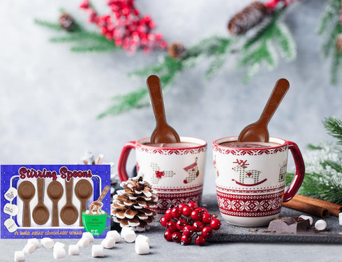 3oz (12-Pack) Fruidles Christmas Chocolate Stirring Spoons Holiday Treats, Milk Chocolaty 'n Smooth, Hot Chocolate