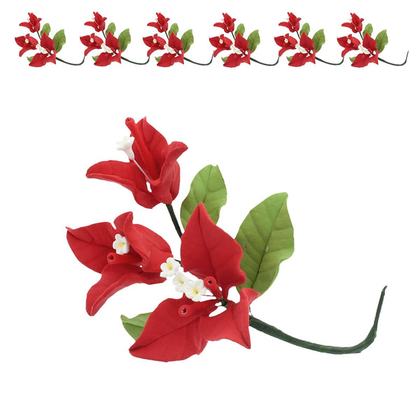 Global Sugar Art Exquisite Red Bougainvillea Sugar Cake Flowers, 6 Count by