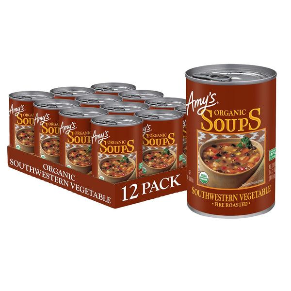 Amys Soup, Vegan Fire Roasted Southwestern Vegetable Soup With Organic Black Beans,