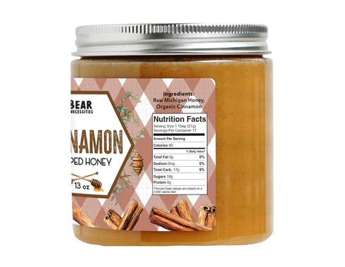 13 Bear Necessities Cinnamon Whipped Honey Pure Raw Michigan Creamed Honey Made with Organic Cinnamon Two-Ingredient