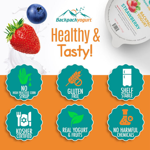 Backpack Yogurt 4 oz. (48 count) , Strawberry - Real Fruit Yogurt - No Fridge Needed - Kosher Certified - Gluten Free