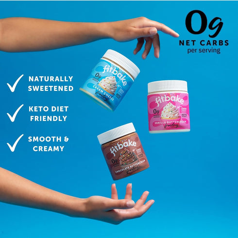 0g 8oz FitBake Cream Cheese Frosting | Keto Frosting for Low Carb Desserts | Sugar Free Cream Cheese Keto Icing | Net