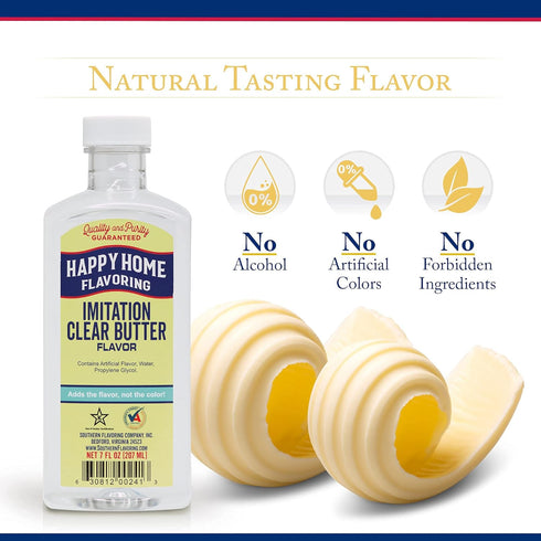 Happy Home Imitation Clear Butter Flavoring, Non-Alcoholic, Certified Kosher, 7 oz